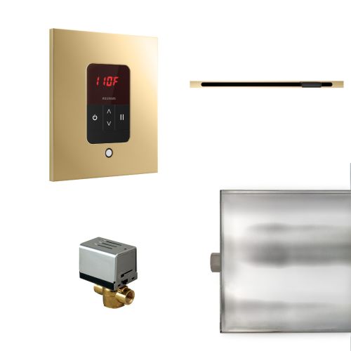 Mr Steam Square Basic Butler Package with Linear SteamHead in Polished Brass